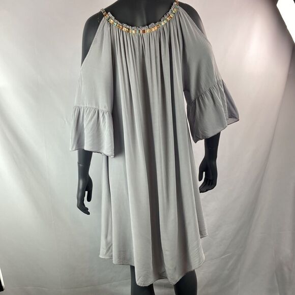 Speciale Italian made gray dress with pearls and tassels - Picture 5 of 6